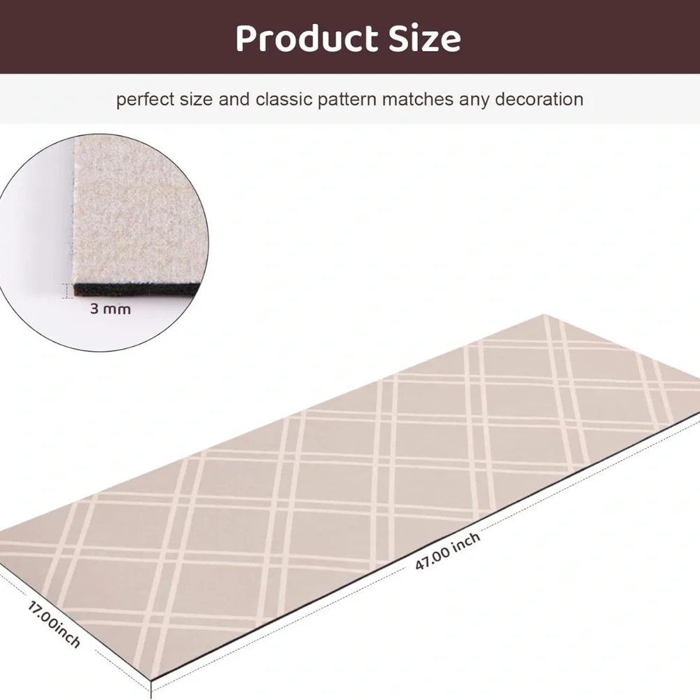 Tosuoka Kitchen Mat Cushioned Anti Fatigue, Waterproof Kitchen Runner (47”X17”)